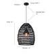 preview thumbnail 17 of 15, 1-Light Outdoor Wicker Rattan Pendant Light