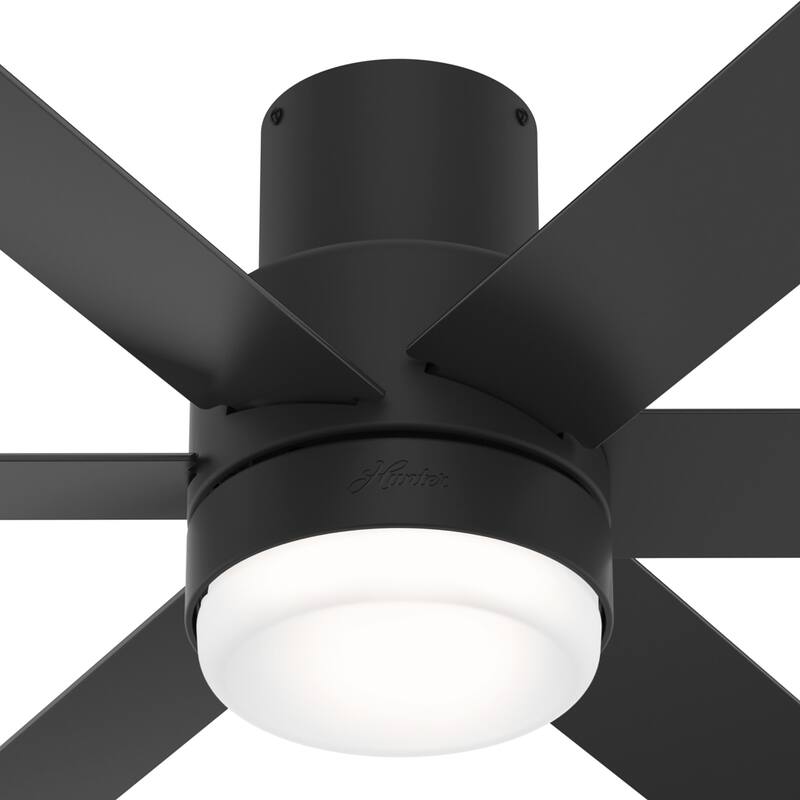 Hunter Mathers Low Profile Ceiling Fan with LED Light, Handheld Remote Modern Contemporary, Transitional