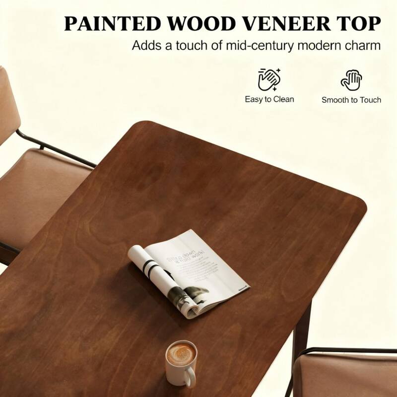 Modern Dining Table for 4, Kitchen Table Meeting Table with Wood Frame, Easy-Clean Office Table, Easy Assembly