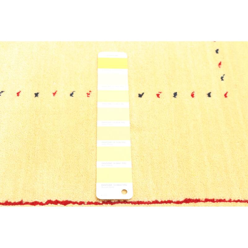 ECARPETGALLERY Hand Loomed Kashkuli Gabbeh Light Gold Wool Rug - 3'11 x 5'8