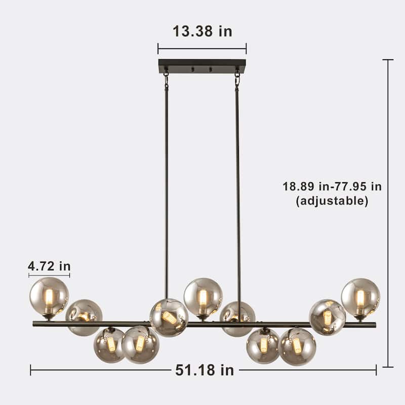 11-Light Bubble Chandelier Sputnik Chandelier Linear Chandelier Mid Century Modern Chandelier