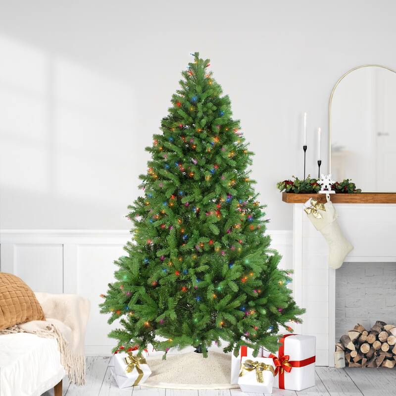 6.5' Noble Fir Full Artificial Christmas Tree Multicolor Lights - 6.5 Foot