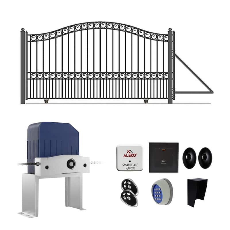 ALEKO Garden Steel Single Sliding 12 ft Driveway Gate Munich Style with ...