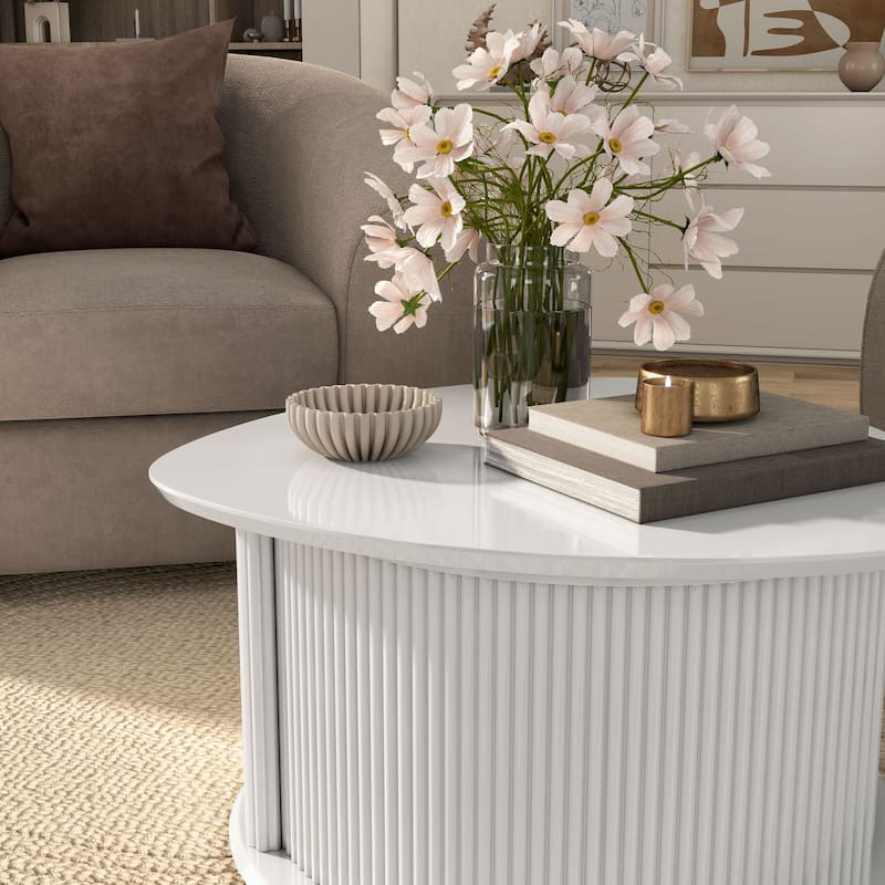 Furniture of America Astra Modern 3-Piece Glossy White Triangle Storage Coffee Table Set