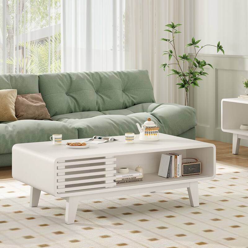 Coffee Table, Living Room Tables, Modern Table with Storage, Mid Century Farmhouse Wood Coffee Table for Living Room