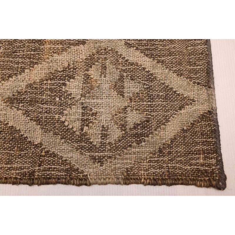 ECARPETGALLERY Flat-Weave Palas Denizli Taupe Jute Kilim - 5'6 x 7'5