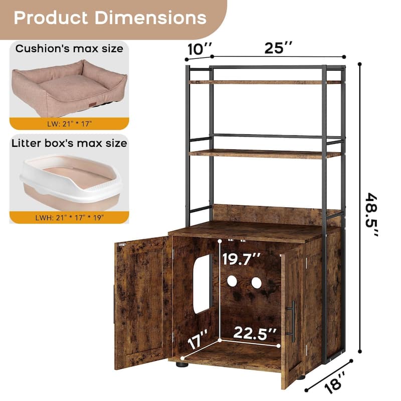 Cat Litter Box Enclosure,2-in-1 Hidden Cat Washroom Furniture