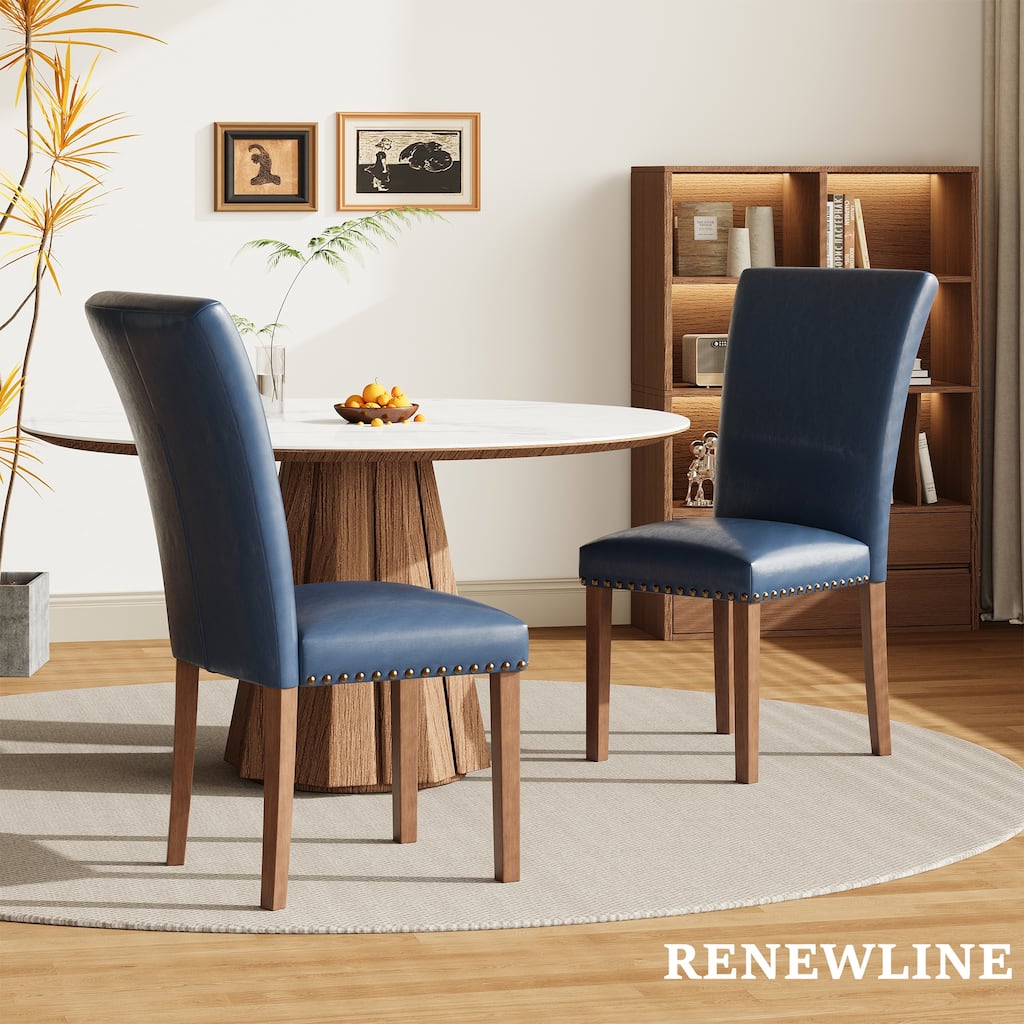 RENEWLINE Dining Chairs, Fabric with Nailhead Trim and Wood Legs