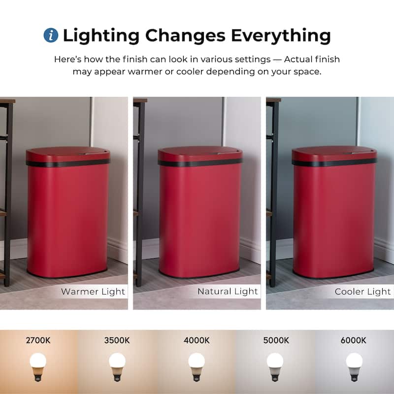 Motion Sensor 13 Gallon 50 Liter Stainless Steel Odorless Slim Trash Can by Furniture of America