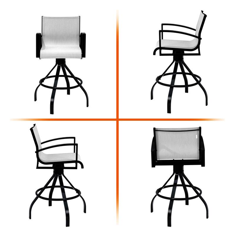 Outdoor Swivel Bar Stools Sunbrella Textilene Aluminum Patio Bar Chairs