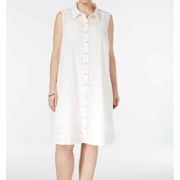 plus button down dress