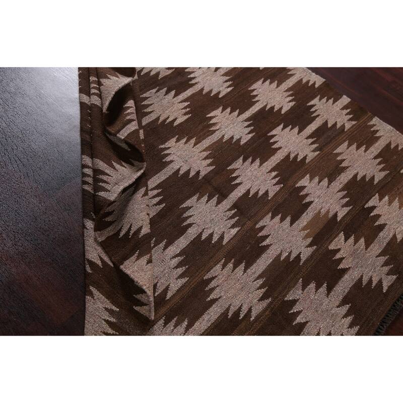 Natural Dye Tribal Geometric Kilim Oriental Area Rug Wool Hand-woven - 4'9" x 6'11"