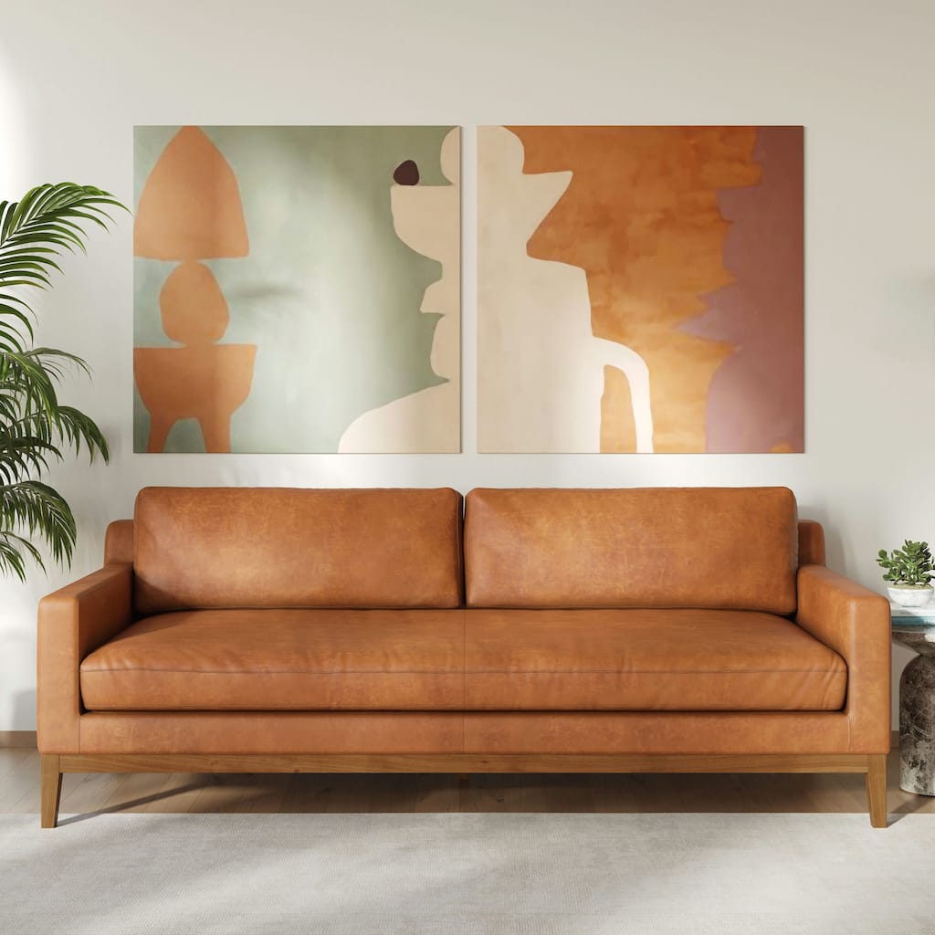 Poly & Bark Zyon 90" Sofa in Cognac Tan - Full Grain Genuine Italian Leather