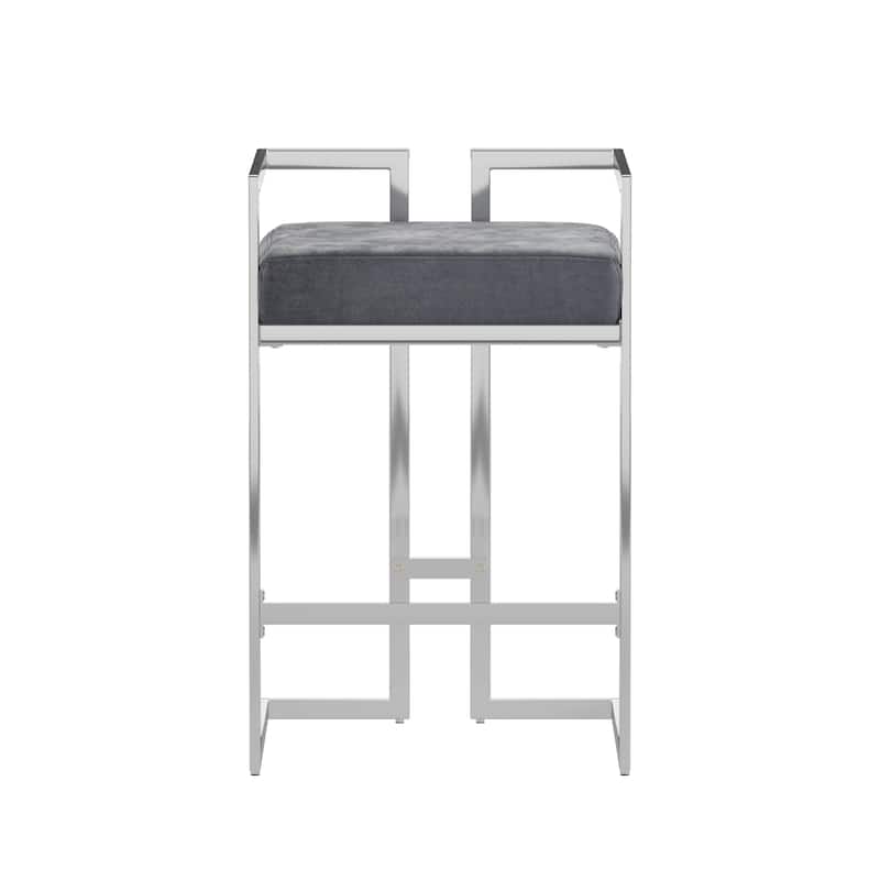 Tanner Velvet Upholstered Chrome Finish Metal Barstool (Set of 2) by iNSPIRE Q Bold