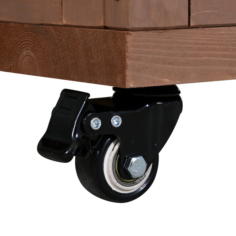 60.2"W Rolling Outdoor Kitchen Island with Wheels and Stainless Steel Top, Wood Grill Cart with Spice Rack&Wine Rack