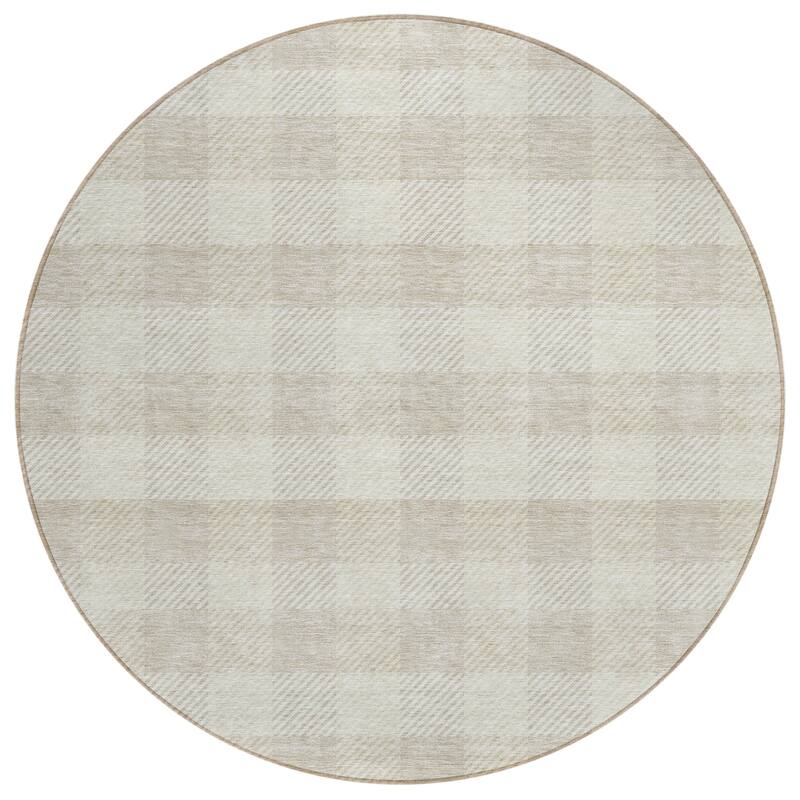 Machine Washable Indoor/ Outdoor Chantille Plaid Stripe Rug