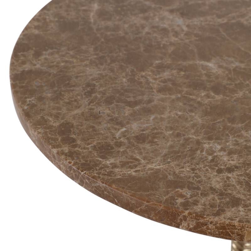 Metal Base Marble Top Modern Glam Accent Table Round Silhouette