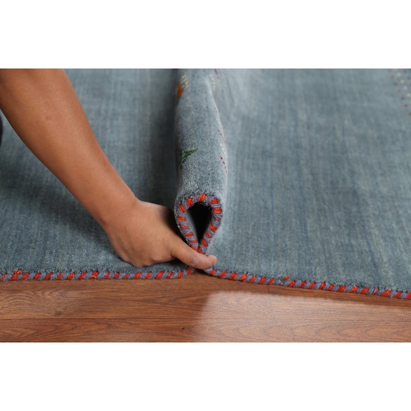 Tribal Gabbeh Area Rug Hand-Knotted Wool Carpet - 6'8"x 9'10"