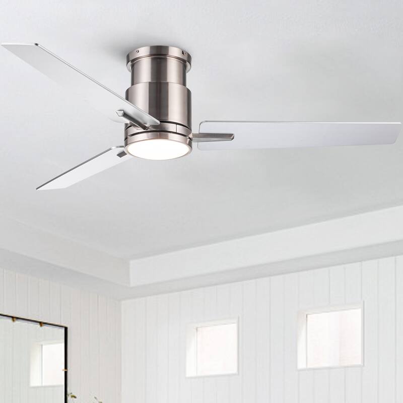 52" Black Lowe Profile Ceiling Fan with Light - Brushed Nickel