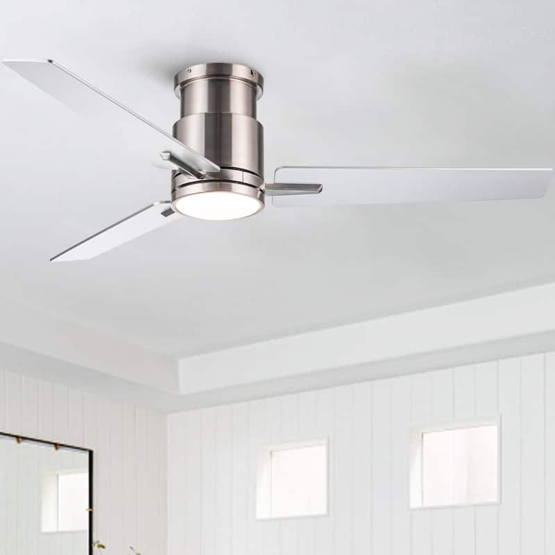 52" Brushed Nickel Lowe Profile Ceiling Fan With Light - Brushed Nickel