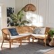 preview thumbnail 2 of 7, Adede 2-Piece Natural Rattan Corner Bench Set - Handwoven Wicker L-Shaped Dining Nook Seating, Boho Coastal Set