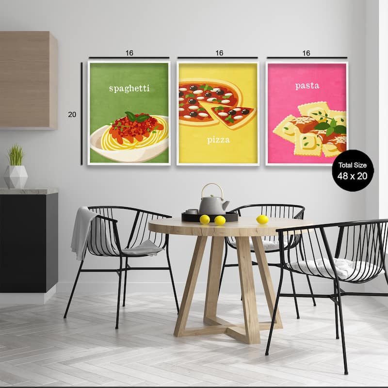 Stupell Italian Cuisine Meals Framed Giclee Art Design By Kim Allen (Set of 3)