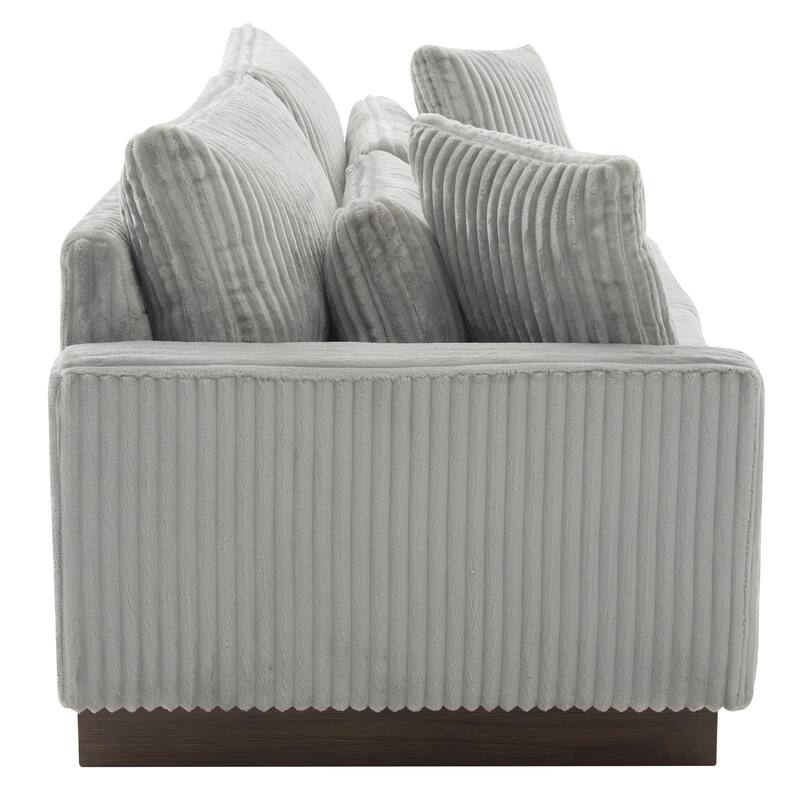 Roomfitters Modern Corduroy Loveseat Sofa with 4 Pillows, Upholstered 2-Seater Couch