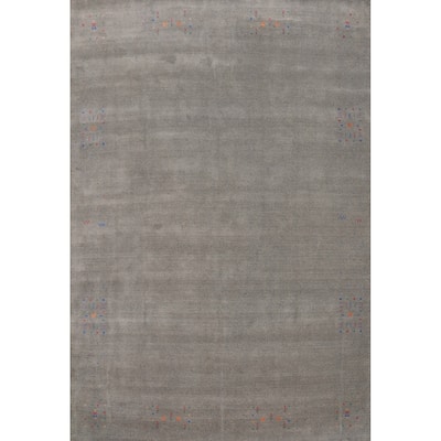 Hand Knotted Oriental 100% Wool Carpet Tribal Animal Pictorial Greys & Charcoal Gabbeh Area Rug - 12' 6'' X 9' 3''