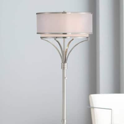 Modern Floor Lamp 64" Tall Brushed Nickel for Living Room - 18" x 64"