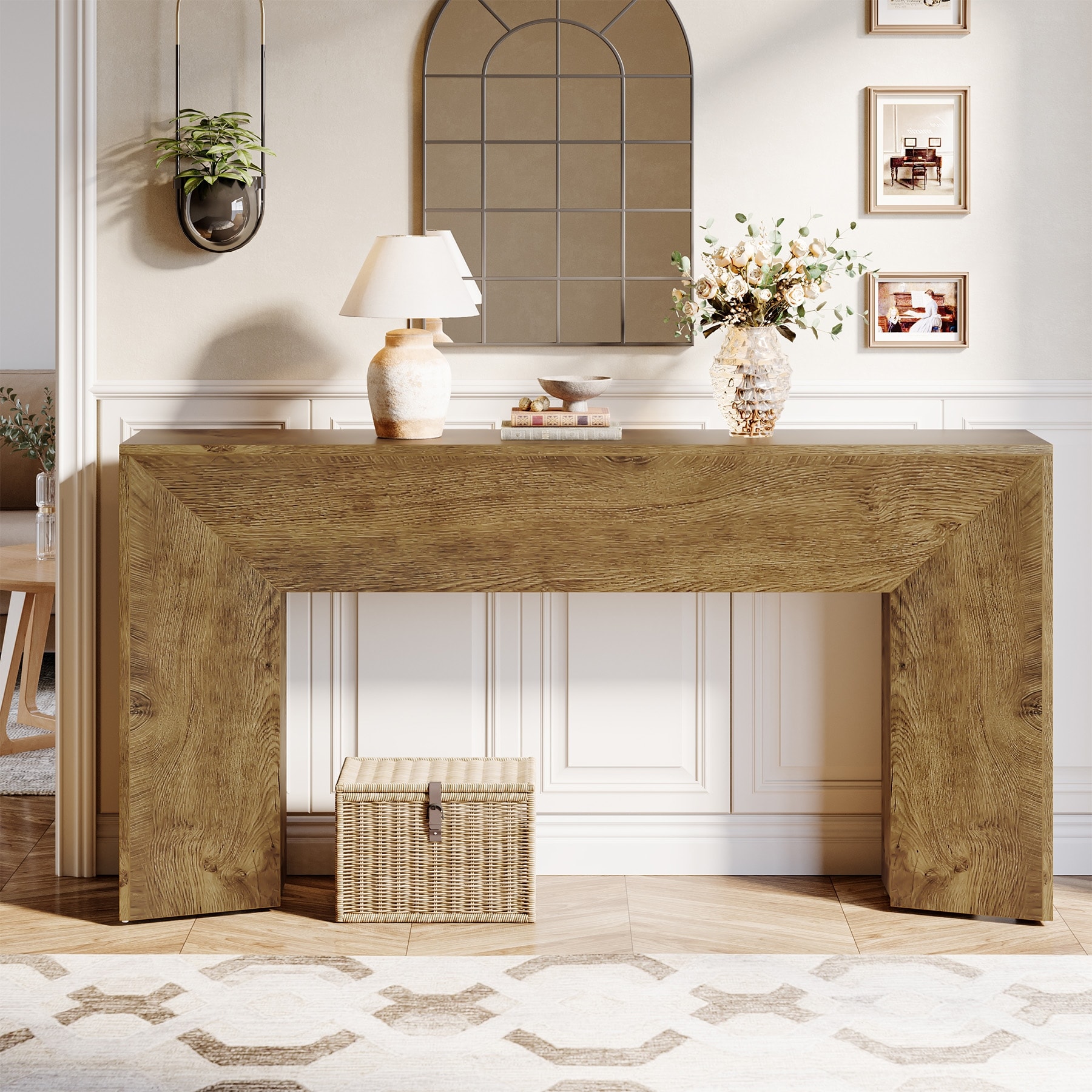 63 Inches Long Black Console Table for Entryway Living Room - 63" W x 11.8" D x 32.3" H