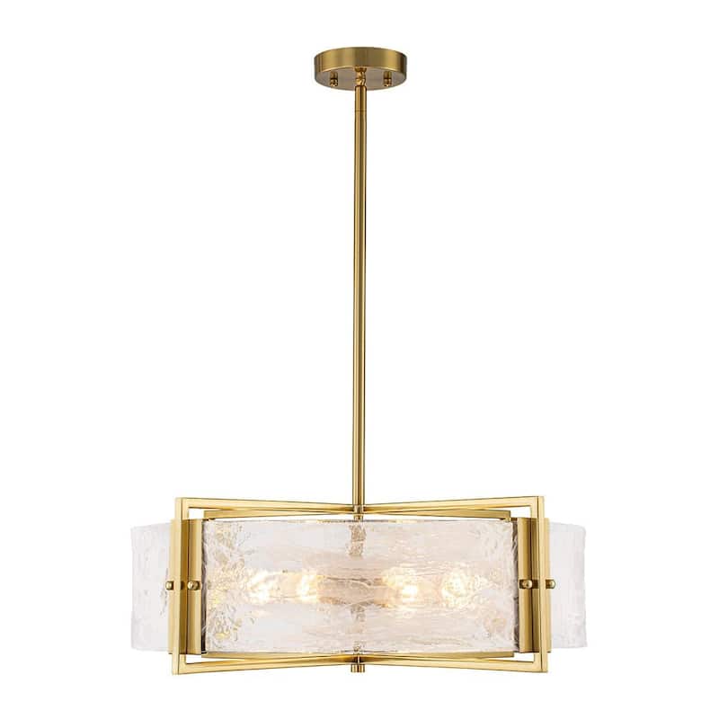 Modern Dining Room 6-Light Glazed Glass Drum Pendant Chandelier