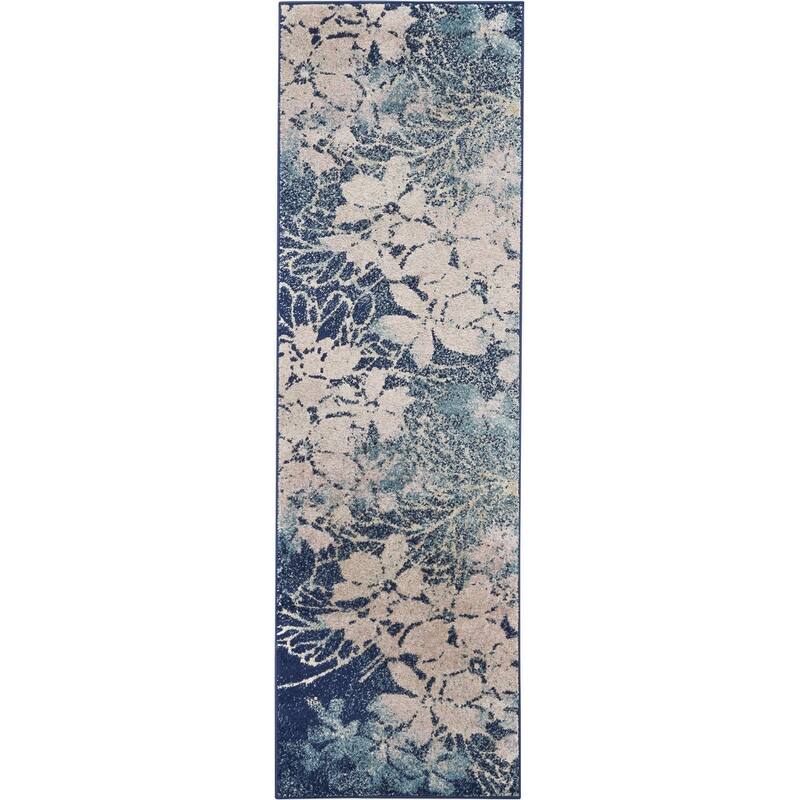Power Loomed Abstract Floral Traditional Stain Resistant Area Rug - 87' X '27' X '0.5