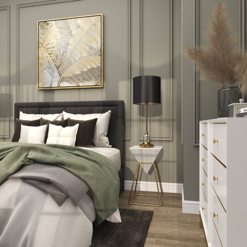 Minimalist Wood Inverted Pyramid Geometric Accent Table with Metal Stand - White or Black