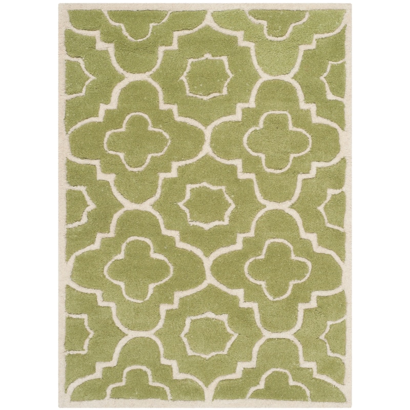 SAFAVIEH Handmade Chatham Franziska Modern Wool Rug - 2' x 3' - Green/Ivory
