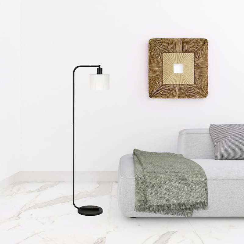 57" Modern Arched Floor Lamp with Frosted Glass Shade and Steel Base Foot Switch Plug-In Design - 57”H x 11”W x 9”D