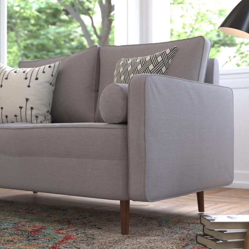 Compact Upholstered Tufted Loveseat with Wooden Legs