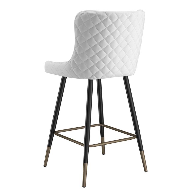 Contemporary Faux Leather and Metal 26" Counter Stool, Set of 2 - N/A