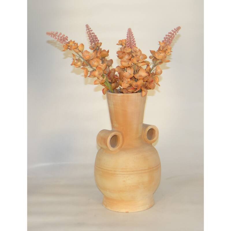 Solid Long Neck Terracotta Vase - 15" - Brown