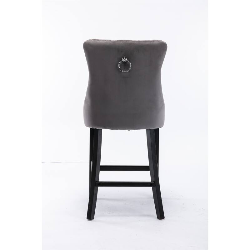 Contemporary Velvet Upholstered Barstools,Set of 2