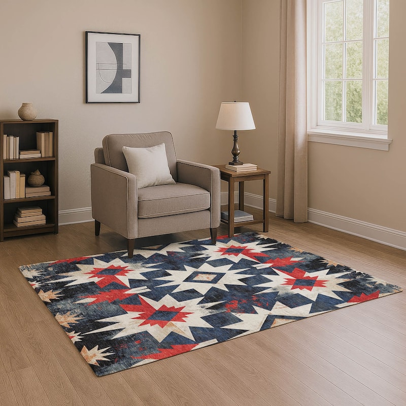 Premium Washable Super Soft Mayfield Rug - Navy - 2'6" x 3'10"
