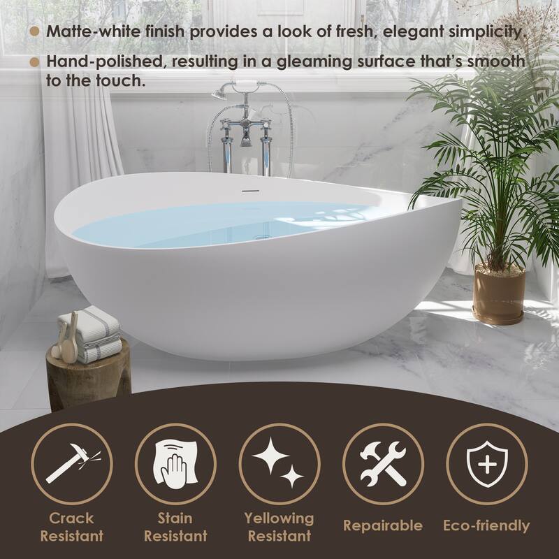 Vespa Solid Surface Soaking Bathtub with Drain