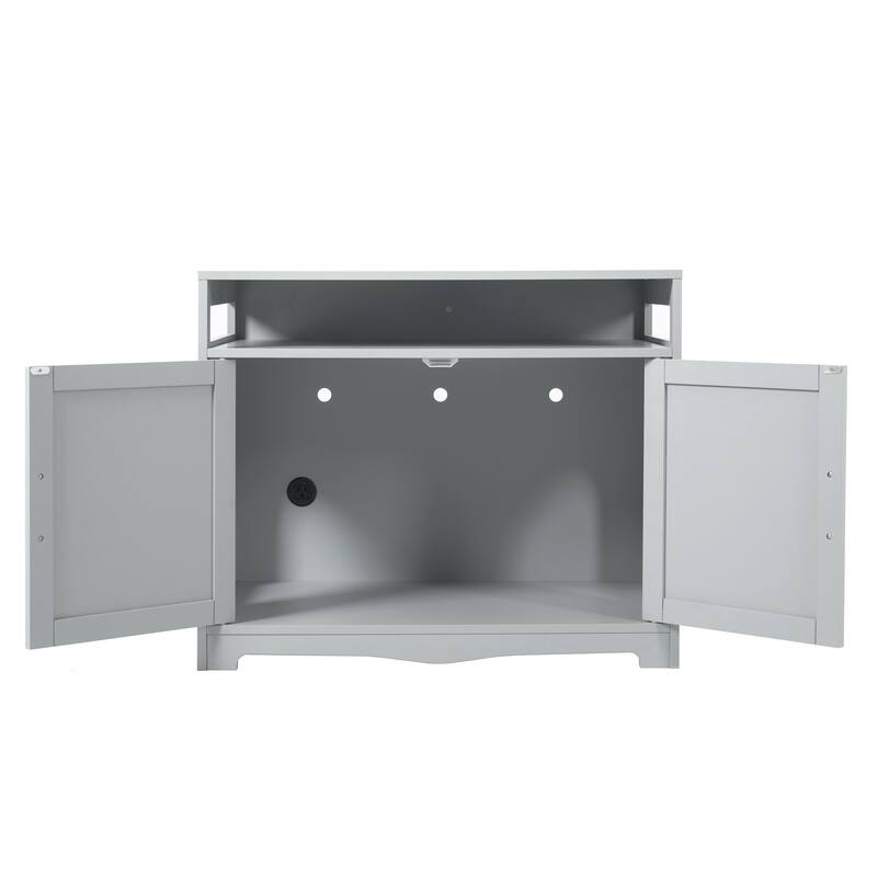 Indoor Cat Washroom Storage Bench Side Table Cat House, Large Wooden Enclused Litter Box House