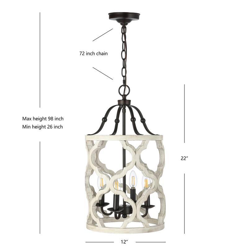 SAFAVIEH Lighting Riona Pendant - 12"x12"x26-98" - Oil Rubbed Bronze (Black) /White - 12Wx12Dx74H