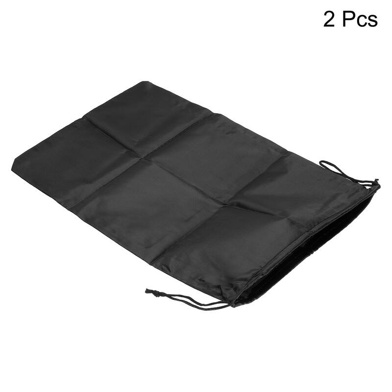 2pcs 16.5" Height Clothes Storage Double Drawstring Bag for Camping, Black