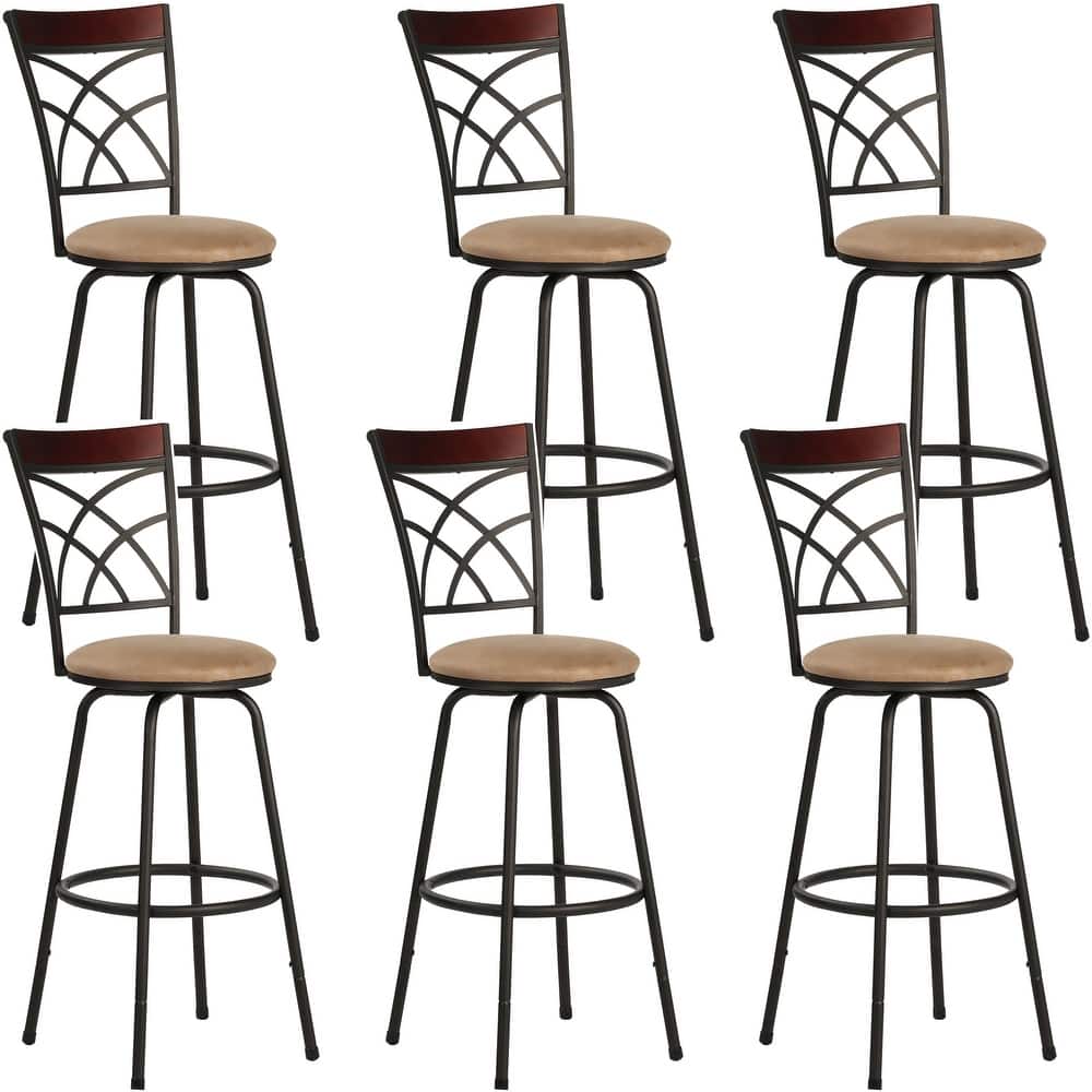 VECELO Counter Height Barstools Adjustable Bar Stools from 39.6-45.5Inch Upholstered Seat Swivel Barstool Set of 2/4/6