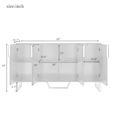 Modern sideboard with Four Doors, Metal handles