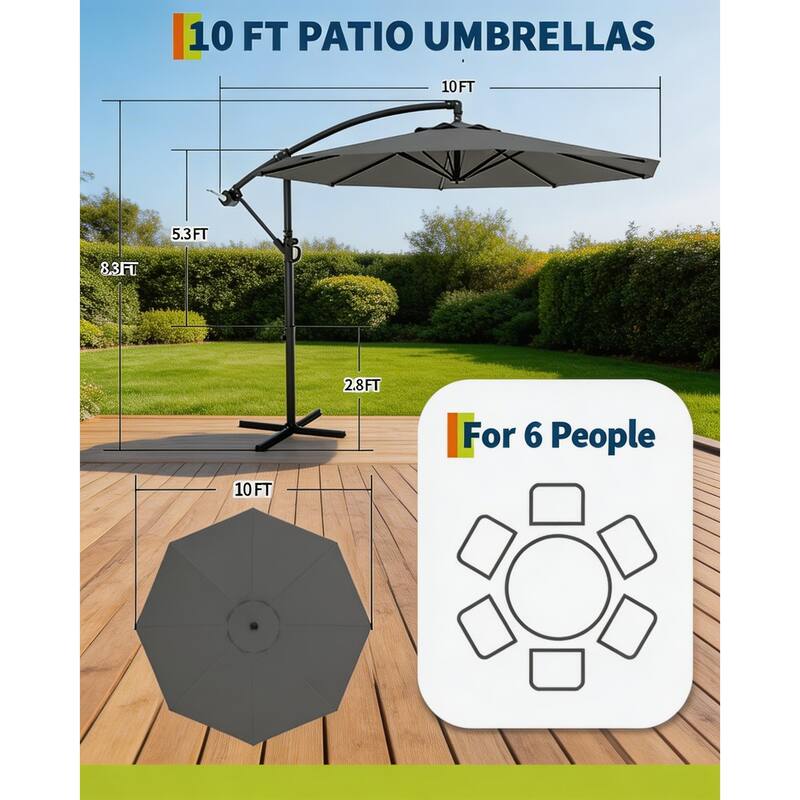 10 ft offset patio umbrella, with solar lights