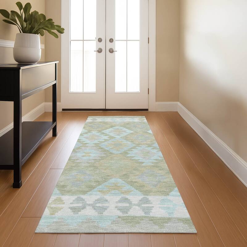 Premium Washable Super Soft Traditional Global Mayfield Rug - Sage - 2'3" x 7'6"