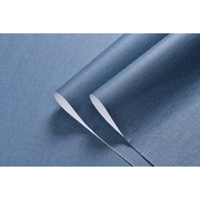 Linen Texture Vinyl Peel and Stick Wallpaper Roll, 2Ft x 33Ft/Roll - NavyBlue - 1 Roll