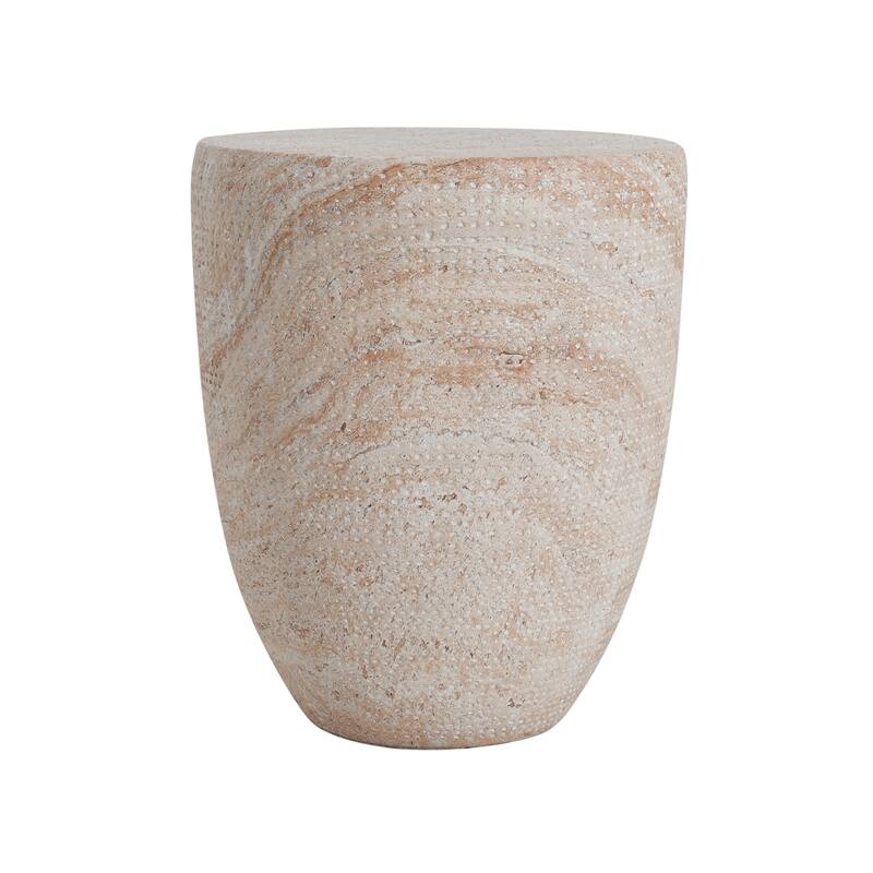 Outdoor Indoor Lightweight Concrete Side Table, Travertine Finish - 15.34